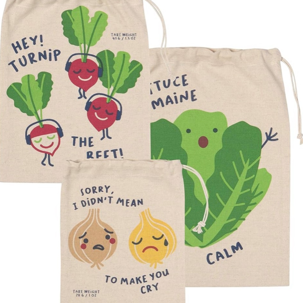 NEW! NOW DESIGNS Funny Food Produce Bags 3 Count, 3 CT